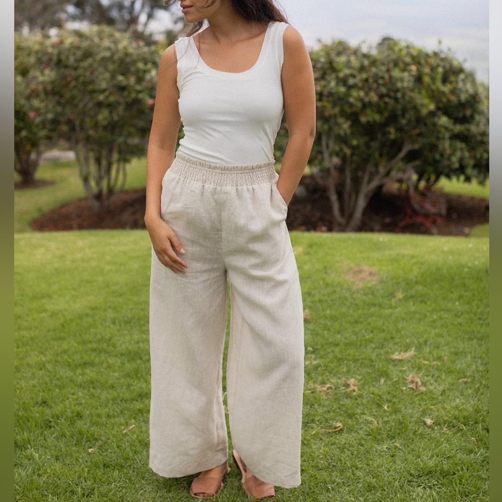 NEUFLORA Anna Linen Pant in Cream